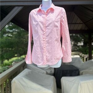 J. CREW Woman’s Pink & White Geometric Pattern Button-Down Shirt, Size: S